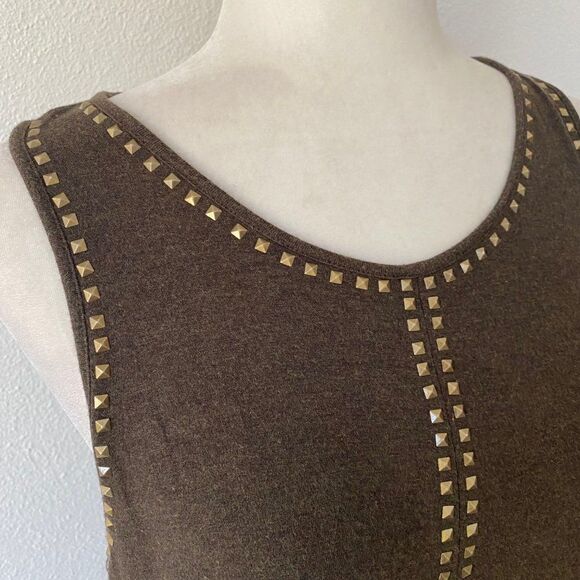 Vince Camuto Black Stud Embellished Tunic Shirt Keyhole SZ M - Picture 5 of 8